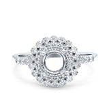 14K Gold 0.11ct Halo Art Deco Round 5.5mm G SI Semi Mount Diamond Engagement Wedding Ring