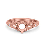 14K Gold 0.03ct Vintage Design Solitaire Round 6mm G SI Semi Mount Diamond Engagement Wedding Ring
