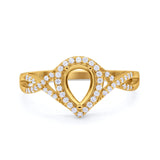 14 K Gold 0,31 ct tropfenförmiger Birnen-Unendlichkeitsring, rund, 11 mm G SI, halbgefasster Diamant-Verlobungs-Ehering