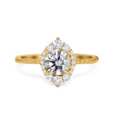 14K Gold Halo Vintage Round 6.5mm D VS1 GIA Certified 1.01ct Lab Grown CVD Diamond Engagement Wedding Ring