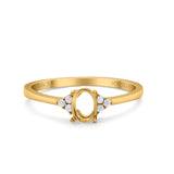 14K Gold 0.11ct Art Deco Oval 7mmx5mm G SI Semi Mount Diamond Engagement Wedding Ring