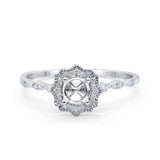 14K Gold 0.15ct Round Petite Dainty 6mm G SI Semi Mount Diamond Engagement Wedding Ring