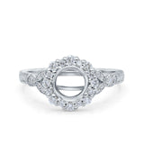 14K Gold 0.41ct Floral Art Deco Round 6mm G SI Semi Mount Diamond Engagement Wedding Ring
