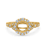 14 K Gold 0,41 ct Floral Art Deco rund 6 mm G SI Semi Mount Diamant Verlobungs-Ehering