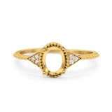 14K Gold 0.05ct Oval Art Deco 8mmx6mm G SI Semi Mount Diamond Engagement Wedding Ring