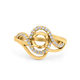 14K Gold 0.21ct Art Deco Round 7mm G SI Semi Mount Diamond Engagement Wedding Ring
