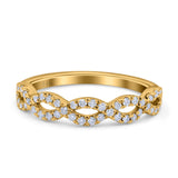 Verlobungs-/Ehering aus 14-karätigem Gold, 0,35 ct, rund, 4 mm, G SI, halbe Ewigkeit, mit Diamanten