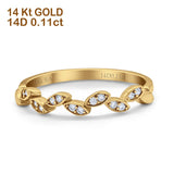 14K Gold Diamond Vintage Half Eternity Band Engagement Ring 0.11ct