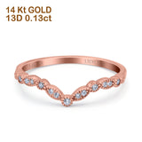14 K 0,13 ct Gold-Diamant-Half-Eternity-Band, Größe 6,5