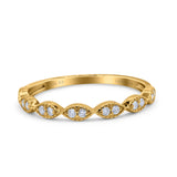 14 K Gold, 0,15 ct, rund, 2 mm G SI, halbe Ewigkeit, Art-Deco-Band, Diamant-Verlobungs-Ehering