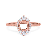 14K Gold 0.33ct Halo Vintage Round 7mm G SI Semi Mount Diamond Engagement Wedding Ring