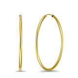14K Yellow Gold Round Hoop Huggie Earrings