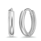 14K White Gold & Yellow Gold Round Huggie Earrings (10mm) Best Gift for Her