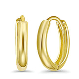 Runde Huggie-Ohrringe aus 14 Karat Weißgold und Gelbgold (10 mm), das beste Geschenk für Sie