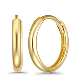 14K Yellow Gold Round Hoop Huggie Earrings - 3 Different Size Available, Best Birthday Gift for Her