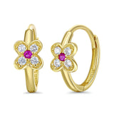 Huggies-Ohrringe mit Blumen-CZ-Motiv aus 14 Karat Gelbgold (10 mm), das beste Geschenk für Sie
