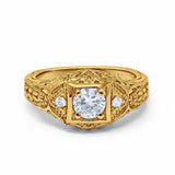 Halo-Ring in runder Form aus 14-karätigem Gold mit künstlichem Zirkonia für die Braut, Hochzeit und Verlobung