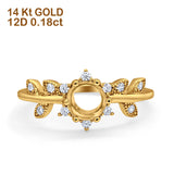 Verlobungs-/Ehering aus 14-karätigem Gold, 0,18 ct, rund, 6 mm G SI, halbgefasster Diamant