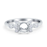 14K Gold 0.09ct Round 7mm G SI Semi Mount Diamond Engagement Wedding Ring