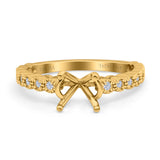 Verlobungs-/Ehering aus 14-karätigem Gold, rund, 6,5 mm G SI, halbgefasster Diamant, 0,13 ct