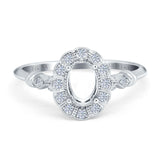14K Gold 0.14ct Oval 7mmx5mm G SI Semi Mount Diamond Engagement Wedding Ring