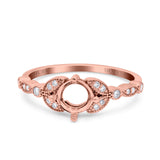 14K Gold 0.12ct Round Art Deco 6mm G SI Semi Mount Diamond Engagement Wedding Ring