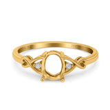 14K Gold 0.03ct Oval 8mmx6mm G SI Semi Mount Diamond Engagement Wedding Ring
