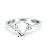 14K Gold 0.08ct Pear 8mmx6mm G SI Semi Mount Diamond Engagement Wedding Ring