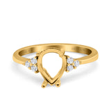 14K Gold 0.08ct Pear 8mmx6mm G SI Semi Mount Diamond Engagement Wedding Ring