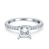 14K Gold 0.30ct Cushion Cut Vintage Accent 7mm G SI Semi Mount Diamond Engagement Wedding Ring