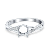 14K Gold 0.14ct Round Art Deco 6mm G SI Semi Mount Diamond Engagement Wedding Ring