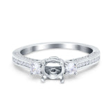 14K Gold 0.53ct Round Three Stone Vintage 6mm G SI Semi Mount Diamond Engagement Wedding Ring