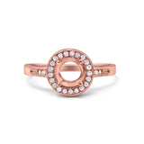 14K Gold 0.10ct Round Art Deco 6mm G SI Semi Mount Diamond Engagement Wedding Ring