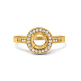 14K Gold 0.10ct Round Art Deco 6mm G SI Semi Mount Diamond Engagement Wedding Ring
