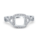 14K Gold 0.33ct Cushion Infinity Shank 8mm G SI Semi Mount Diamond Engagement Wedding Ring