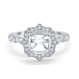 14K Gold 0.27ct Halo Cushion 8mm G SI Semi Mount Diamond Engagement Wedding Ring