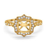 14K Gold 0.27ct Halo Cushion 8mm G SI Semi Mount Diamond Engagement Wedding Ring