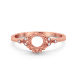 14K Gold 0.06ct Round Art Deco Fashion 7mm G SI Semi Mount Diamond Engagement Wedding Ring