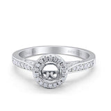 14K Gold 0.21ct Round Halo 6.5mm G SI Semi Mount Diamond Engagement Wedding Ring