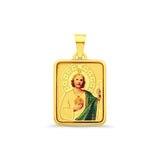 14K Yellow Gold St. Jude Enamel Picture Religious Pendant 21mmX18mm 1.6 grams