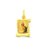 14K Yellow Gold St. Jude Enamel Picture Religious Pendant 21mmX13mm 1.0 grams