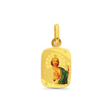 14K Yellow Gold St. Jude Enamel Picture Religious Pendant 21mmX13mm 0.8 grams