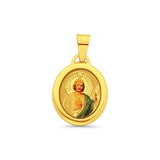 14K Yellow Gold St. Jude Enamel Picture Religious Pendant 18mmX15mm 1.0 grams