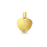 14K Yellow Gold Engravable CZ Heart Pendant 21mmX15mm 1.4 grams