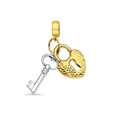Schlüssel und Schloss aus 14 Karat zweifarbigem Gold für Mix&amp;Match-Anhänger, 20 mm x 17 mm, 1,6 Gramm