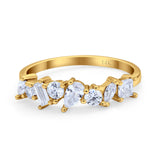 14K Gold Art Deco Wedding Ring Baguette Eternity Simulated Cubic Zirconia
