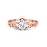 14K Gold Irish Claddagh Heart Promise Simulated Cubic Zirconia Wedding Engagement Ring