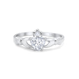 14K Gold Irish Claddagh Heart Promise Simulated Cubic Zirconia Wedding Engagement Ring