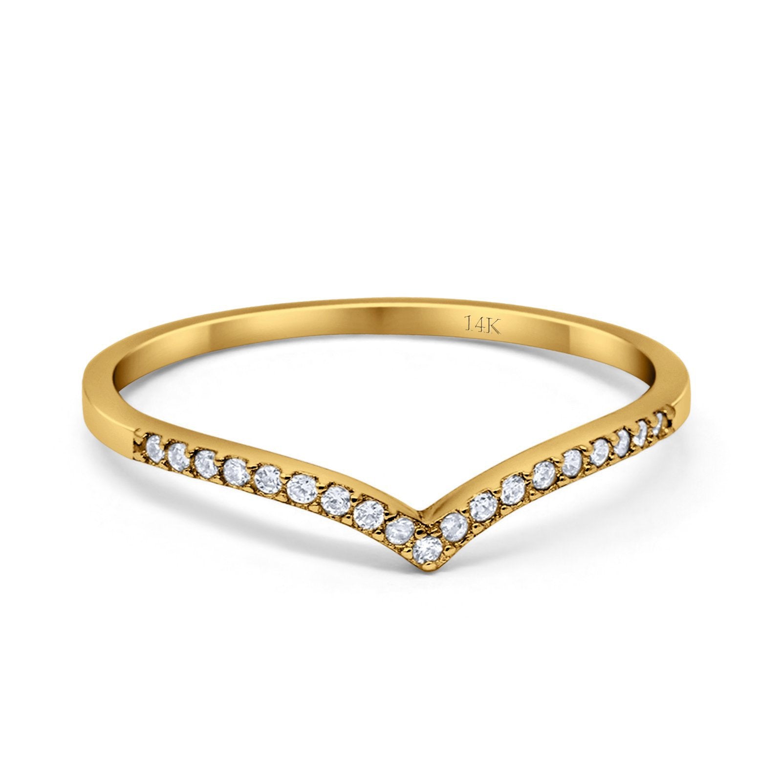 14K Gold Round Shape Simulated Cubic Zirconia Eternity Wedding Band Ring