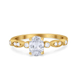 14K Gold Vintage-Stil ovaler Braut-Hochzeits-Verlobungsring mit künstlichem Zirkonia